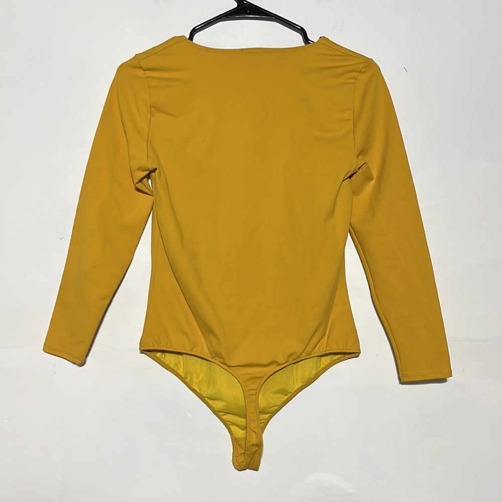 NEW Free People Truth Or Square Duo Bodysuit Size Large Mustard Yellow - Picture 5 of 8